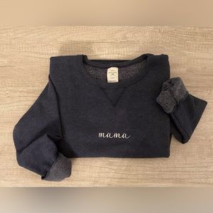 Hanes eco smart women’s crewneck with “mama” iron on vinyl decal